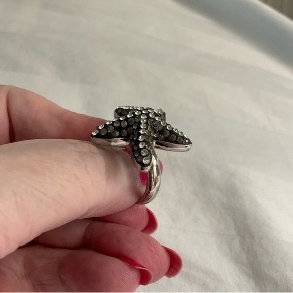 Starfish Ring, CZ/black rhodium/rhodium over stainless steel, size 6 - Picture 8 of 8